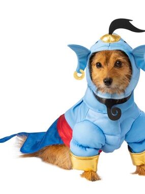 Disney Light Blue Genie Dog Costume with Gold and Red Accents